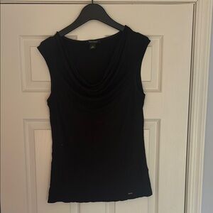 White House Black Market Black Draped Tank Top